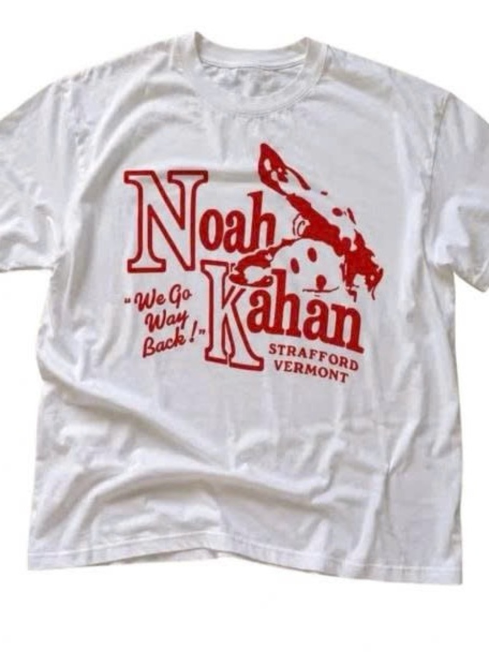 Gildan White Short Sleeve Tee with Red Noah Kahan Graphic